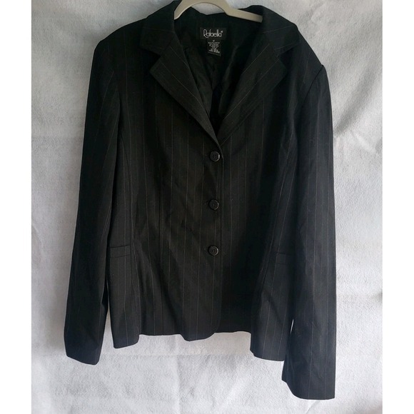 rafaella black pinstripe blazer jacket size 12 light pink stripe - Picture 1 of 5